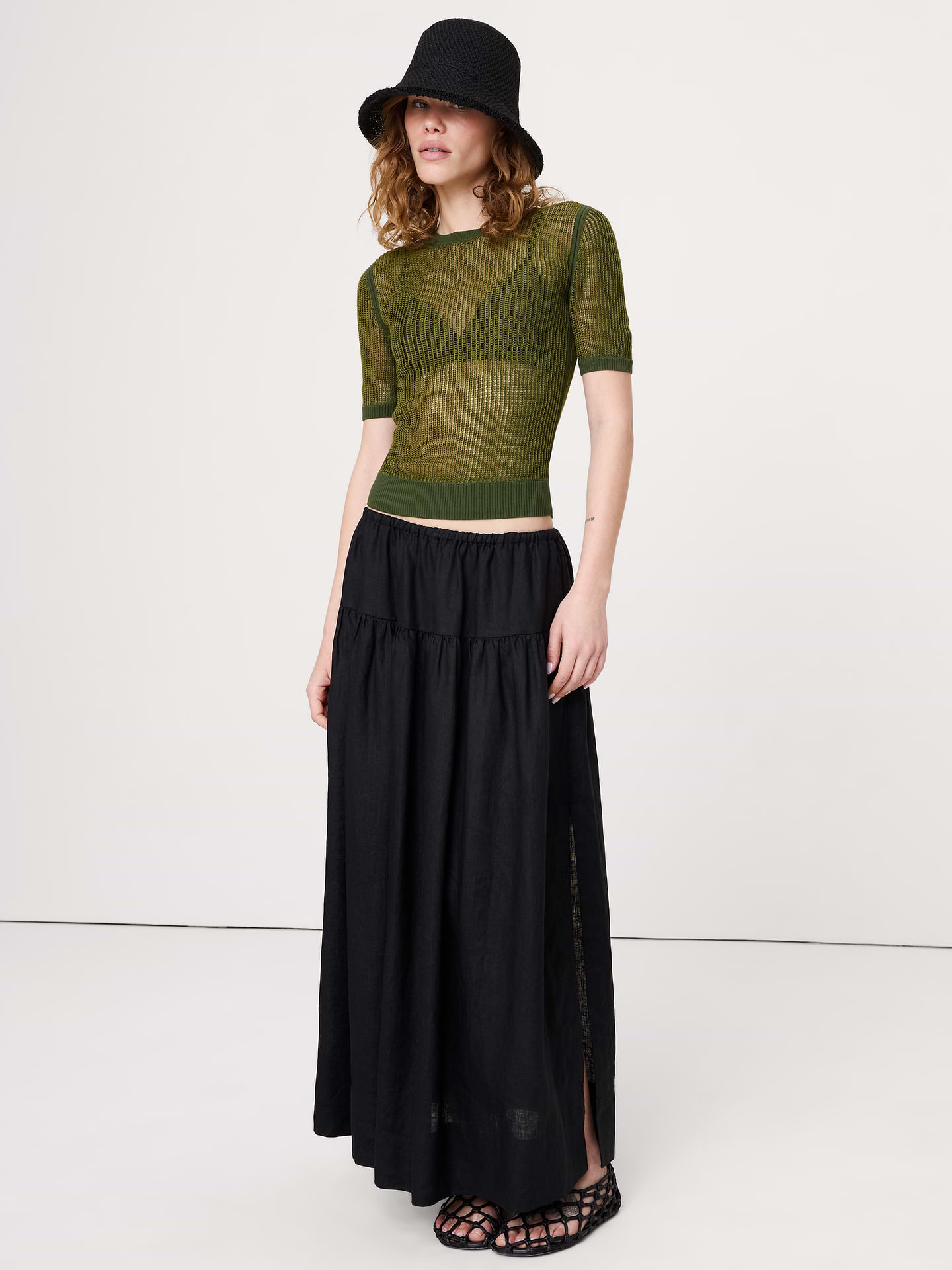 Image number 1 showing, Mesh Crew-Neck Sweater Tee