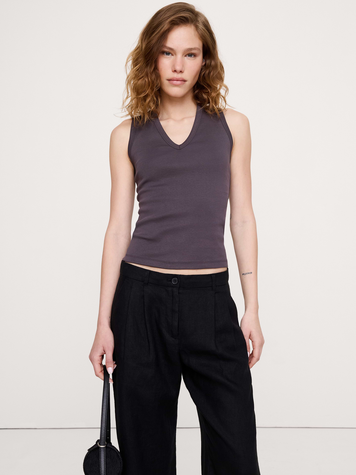 Image number 1 showing, Minimalist Cotton V-Neck Tank
