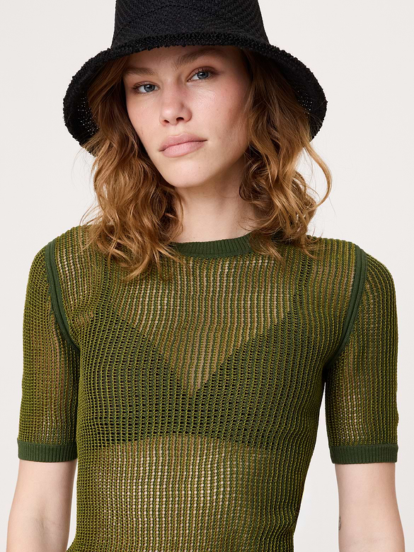 Mesh Crew-Neck Sweater Tee