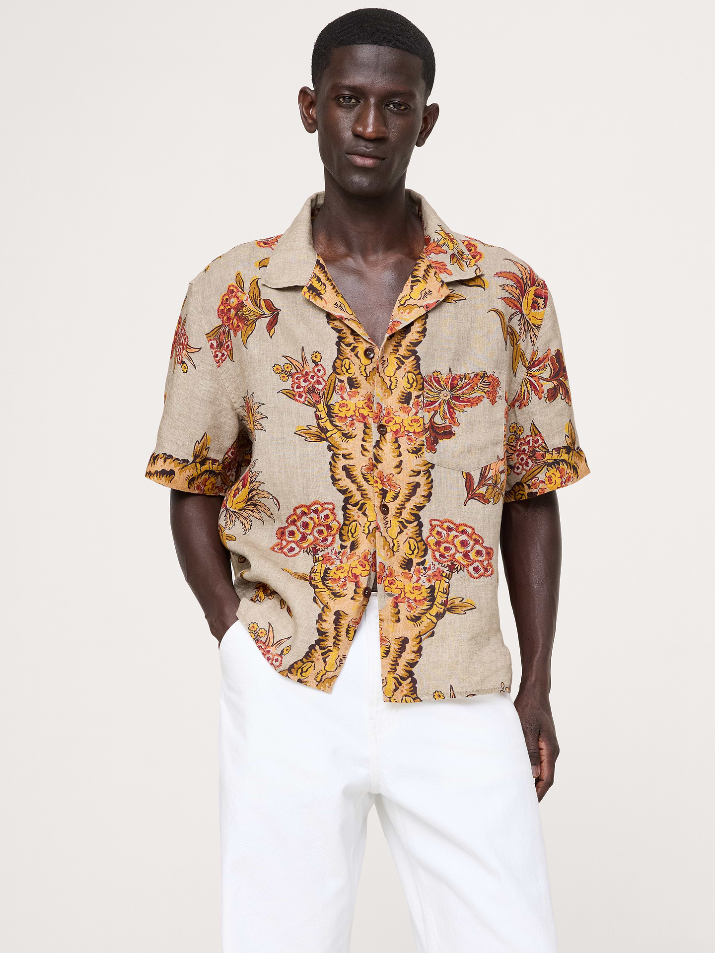 Image number 1 showing, Standard-Fit Linen Resort Shirt