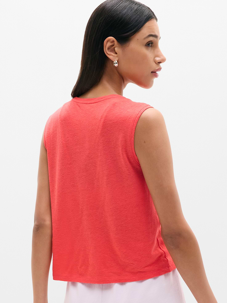 Image 3 of 7, Getaway Linen Blend Muscle Tank