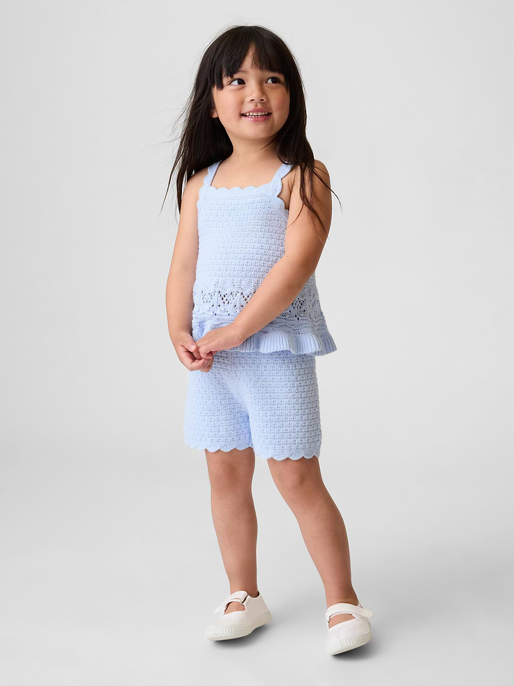 Image number 1 showing, Baby & Toddler Crochet Scalloped Pull-On Shorts