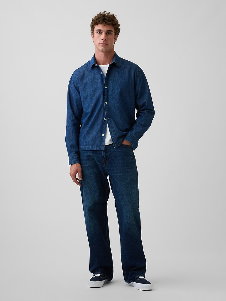 Image number 2 showing, Denim Relaxed Straight-Hem Shirt