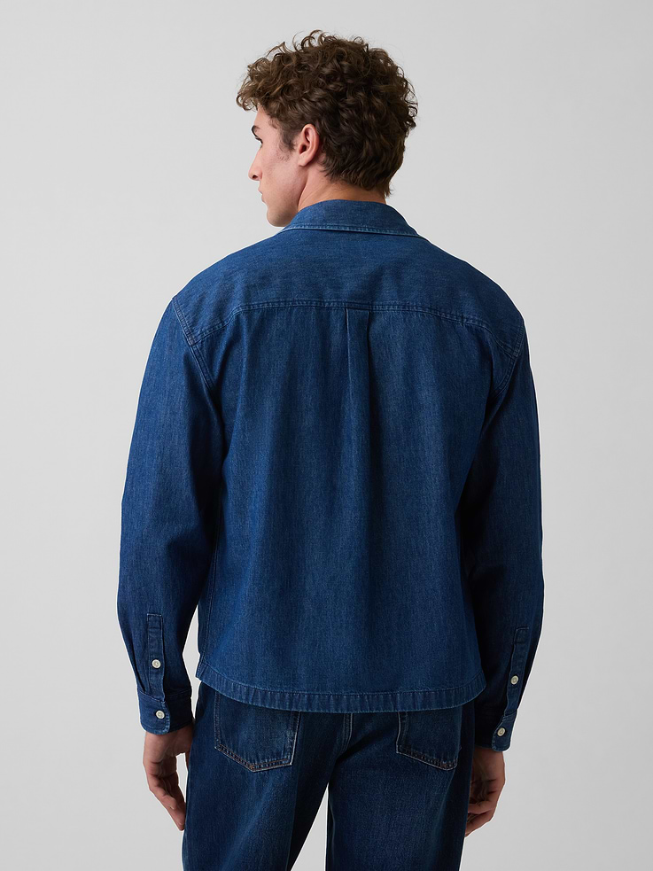 Image number 3 showing, Denim Relaxed Straight-Hem Shirt