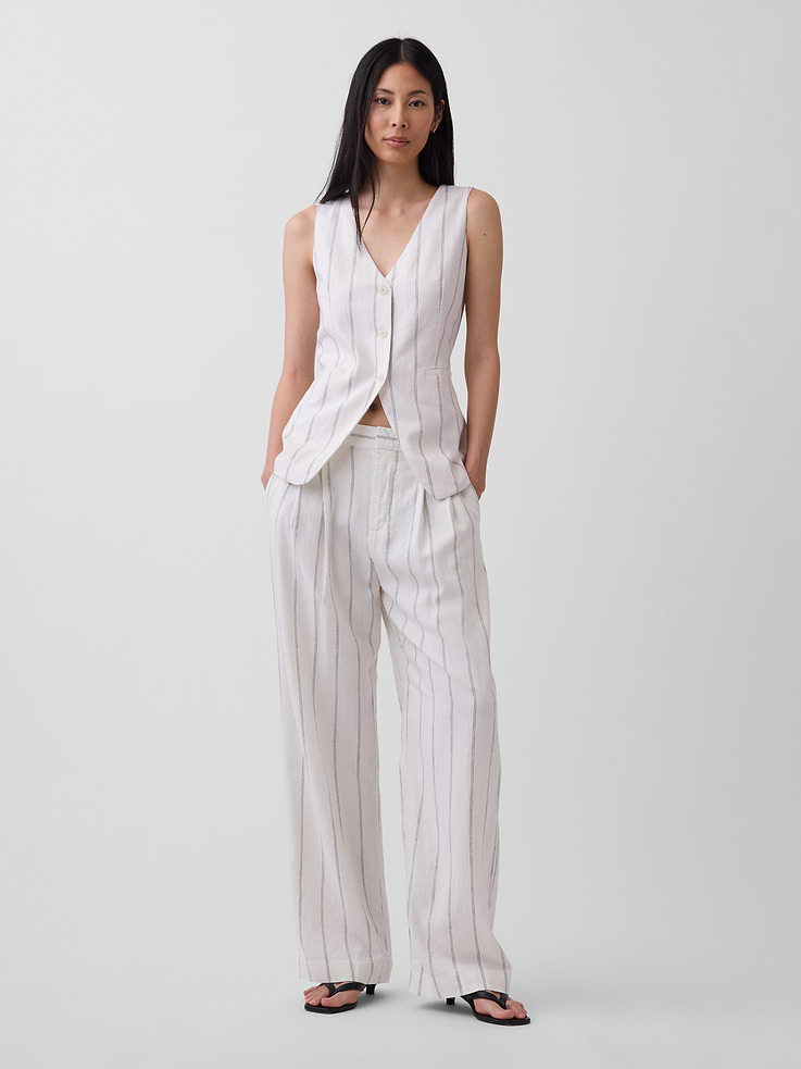 Image number 1 showing, 365 High Rise Linen-Blend Trousers