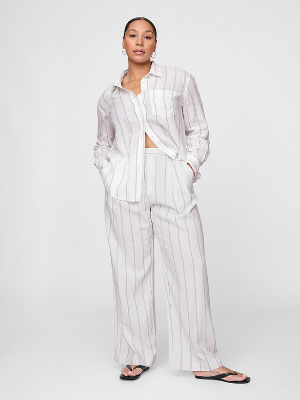 365 High Rise Linen-Blend Trousers