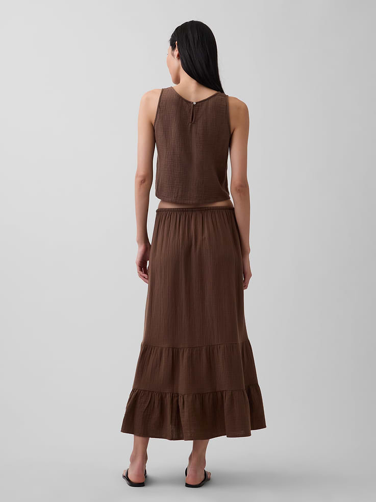 Image number 2 showing, Cotton Gauze Tiered Easy Maxi Skirt