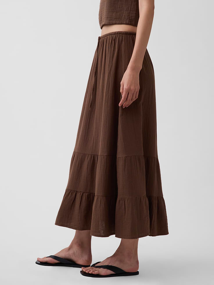 Image number 3 showing, Cotton Gauze Tiered Easy Maxi Skirt