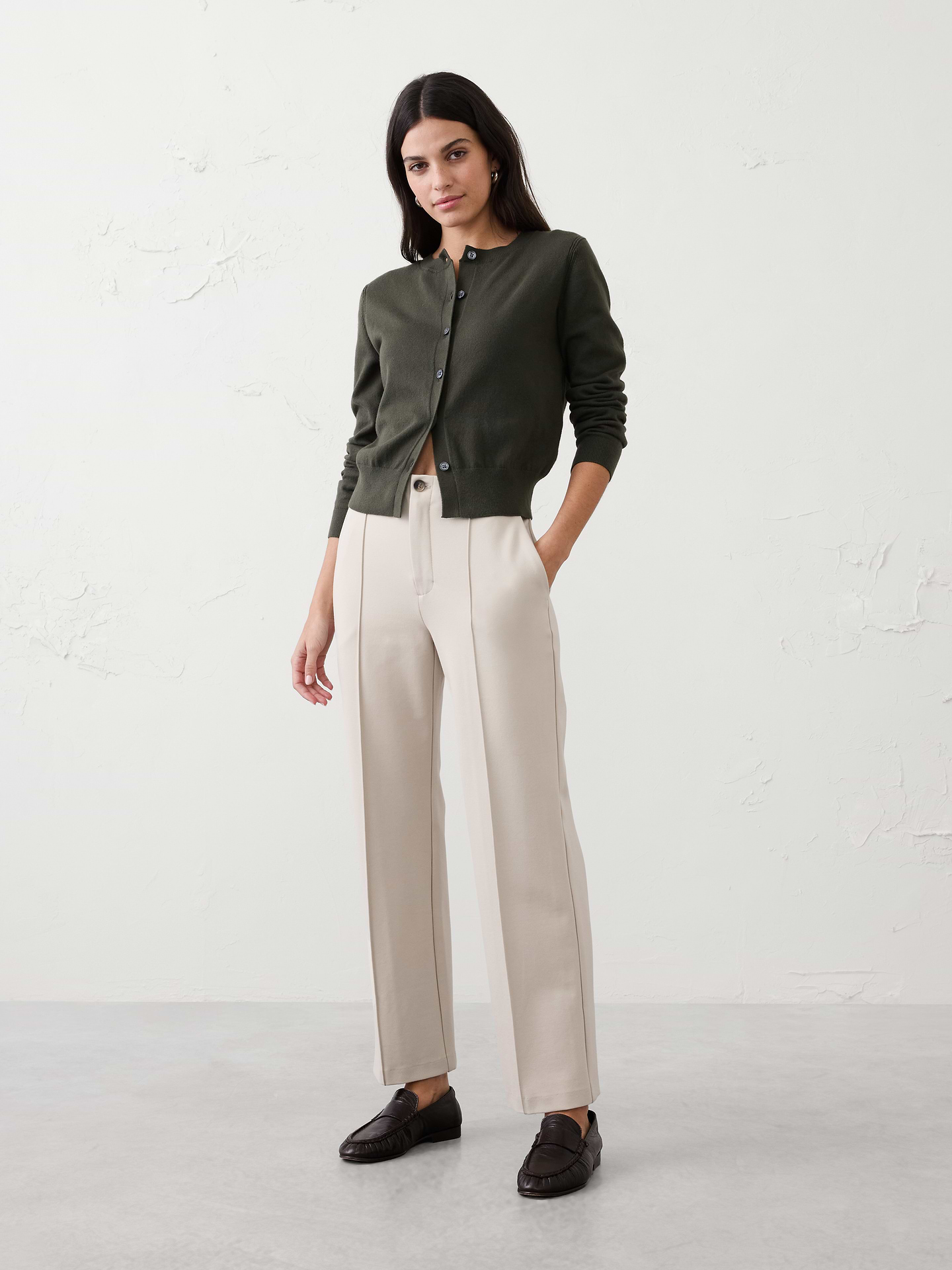 Image number 1 showing, Straight High-Rise Ponte Pant