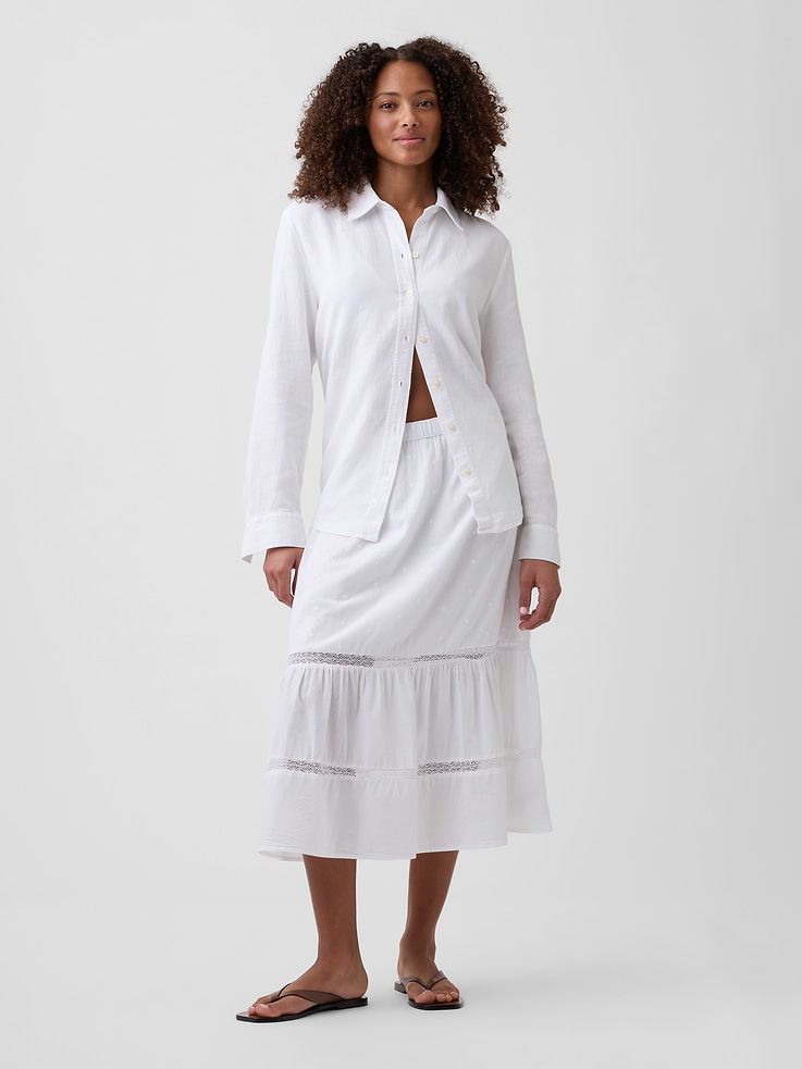 Image 3 of 5, Linen-Blend Easy Shirt