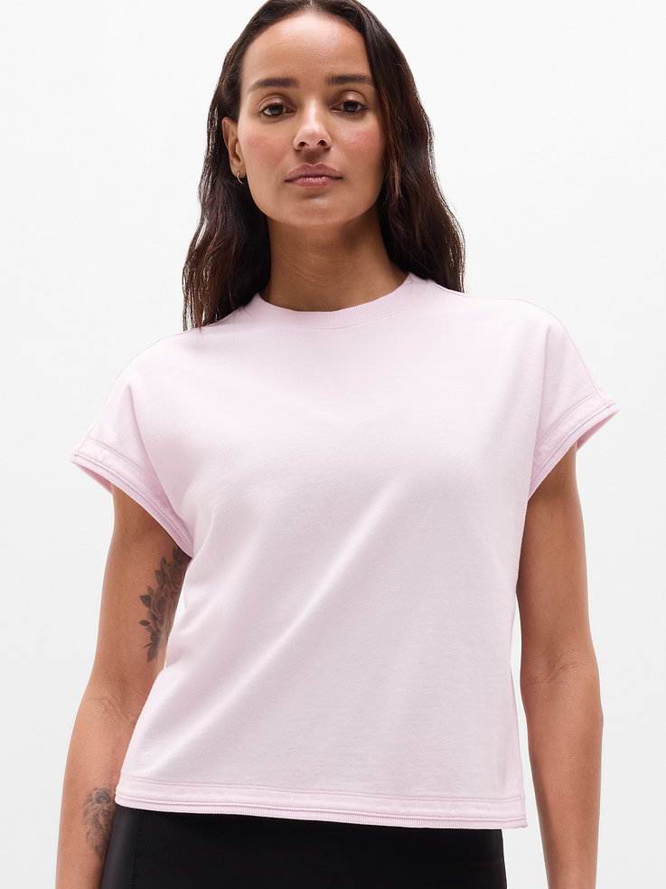 Image number 1 showing, Airy Cotton Terry Sweatshirt Tee