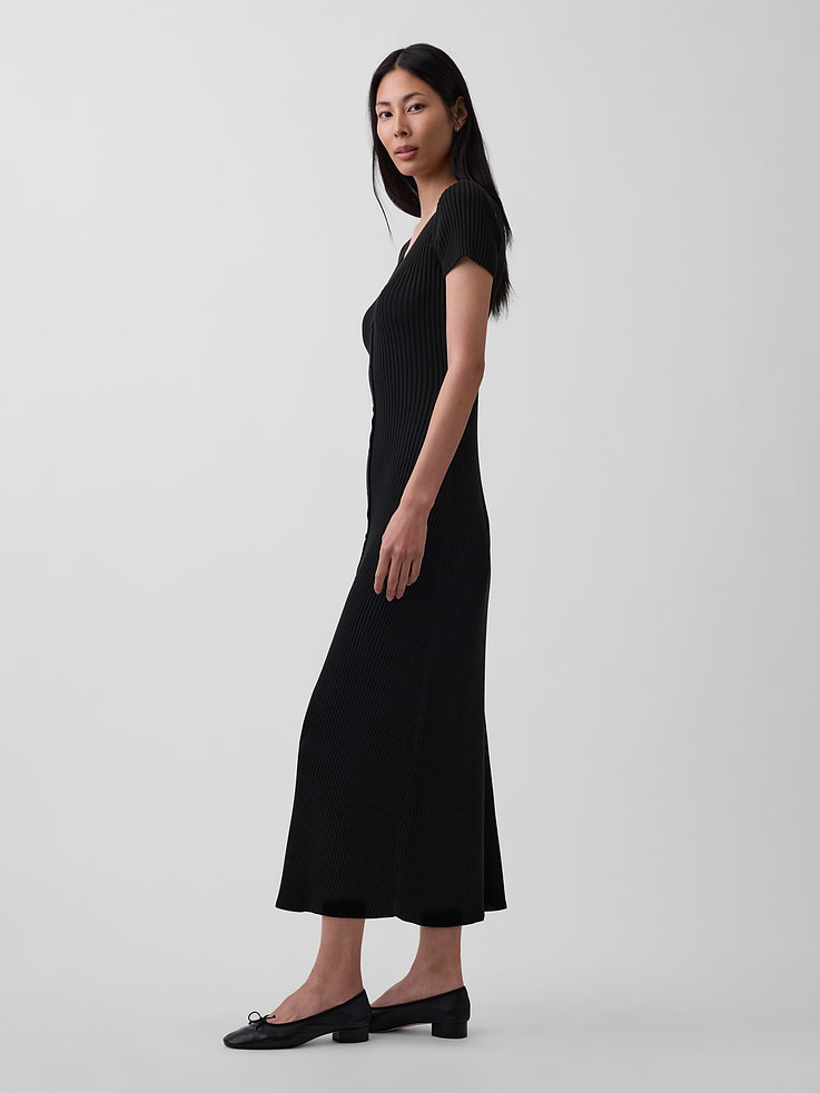 Image number 3 showing, Rib Button-Front Maxi Sweater Dress