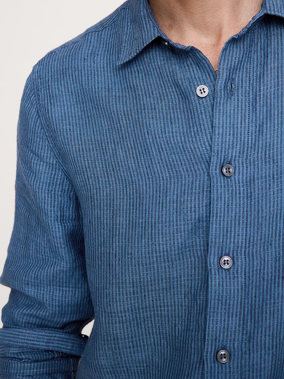 Standard-Fit Textured Linen-Cotton Shirt