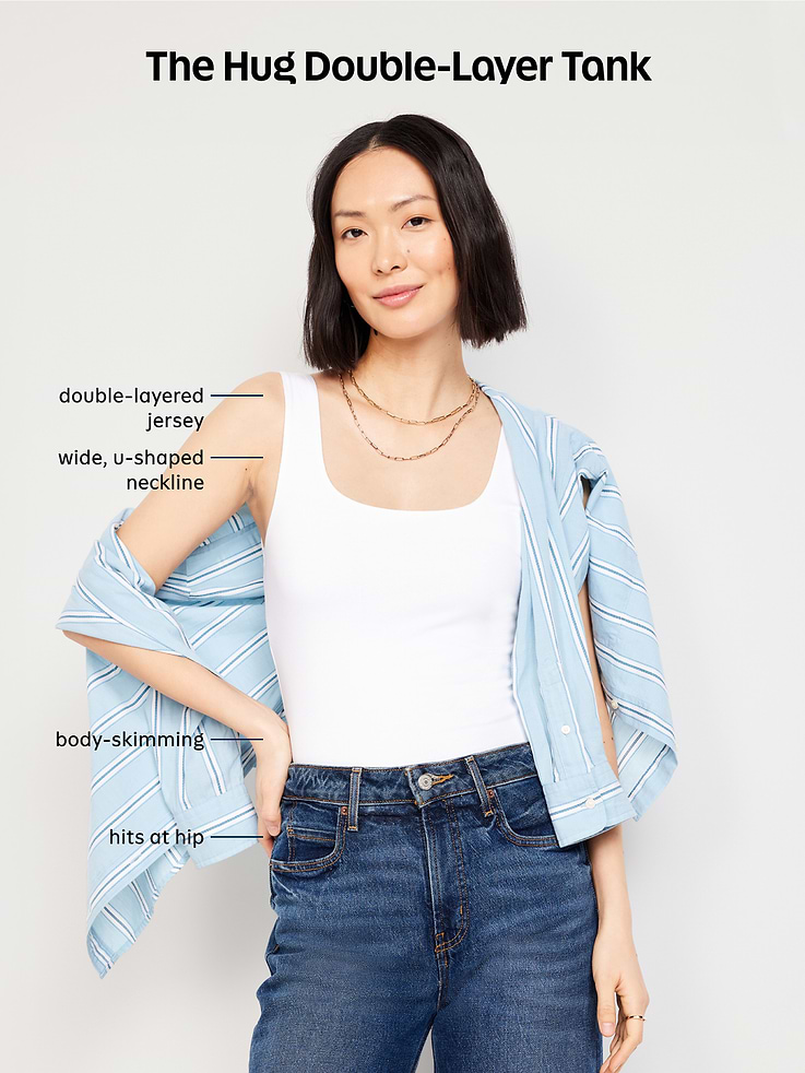 Image 4 of 9, Hug Double-Layer Scoop-Neck Tank Top