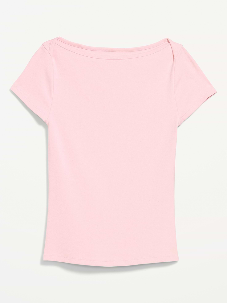 L'image numéro 3 présente T-shirt ajusté à encolure bateau