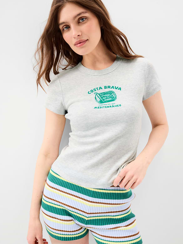 T-shirt moulant à imprimé
