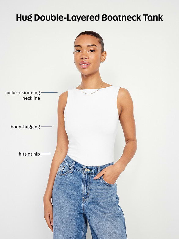 Hug Double-Layer Boat-Neck Top