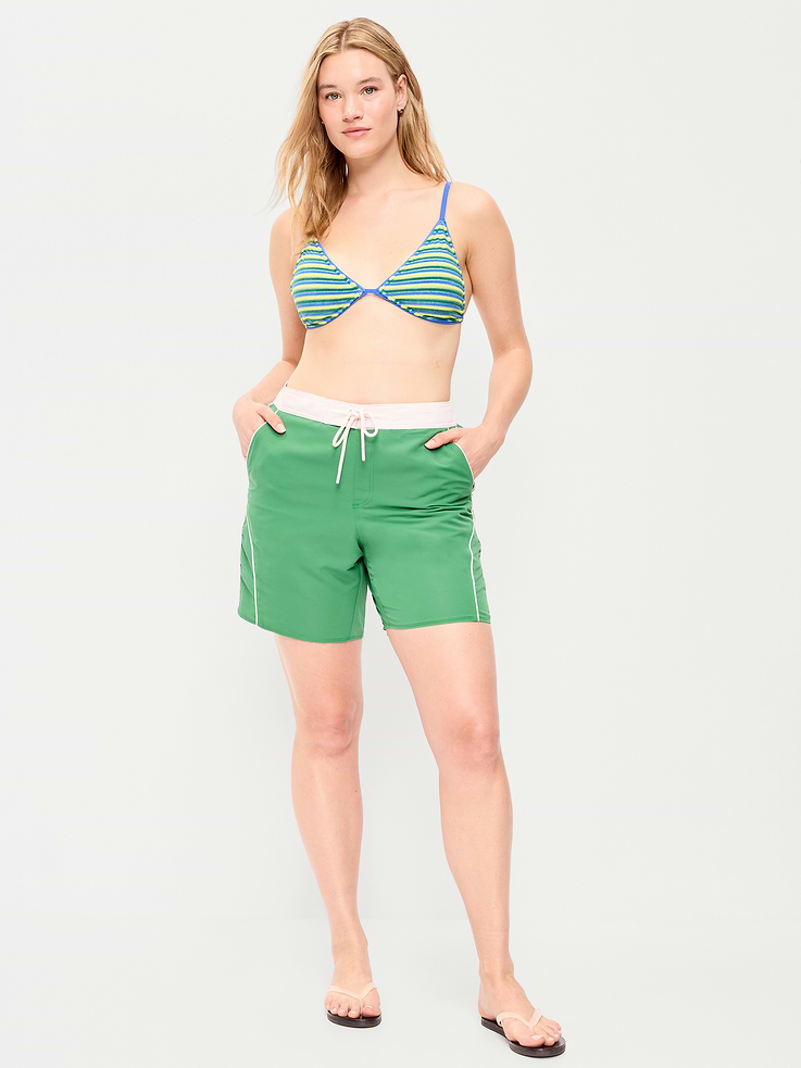 Image 4 of 7, Mid-Rise Loose Swim Board Shorts
