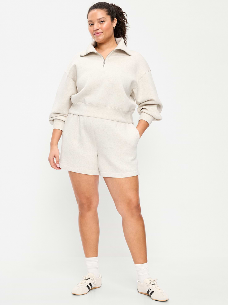 Image number 6 showing, High-Waisted Bounce Fleece Shorts -- 5-inch inseam