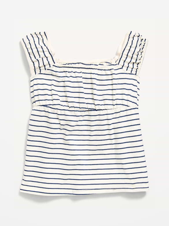 Printed Short-Sleeve Scallop-Trim Top for Girls