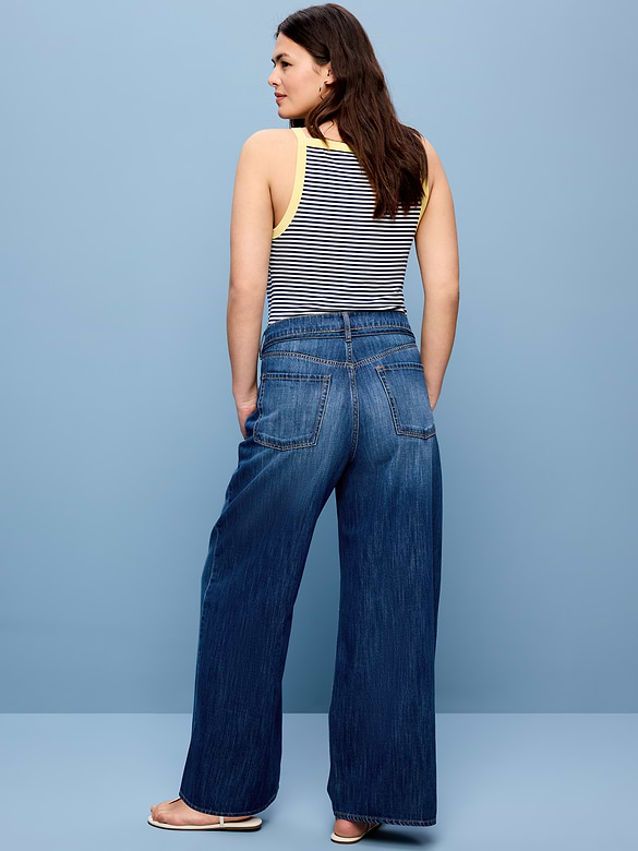 High-Waisted Drapey Wide-Leg Jeans