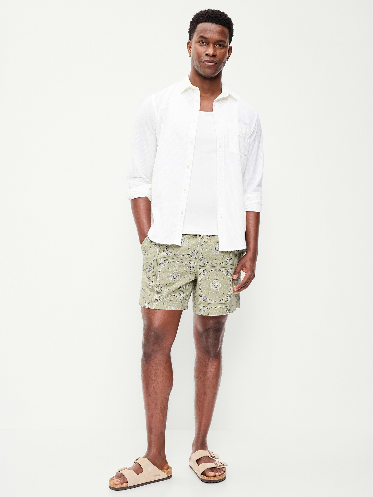 Linen-Blend Jogger Shorts -- 5-inch inseam