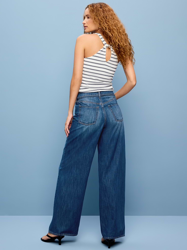 L'image numéro 3 présente Jean fluide à jambe large et taille haute