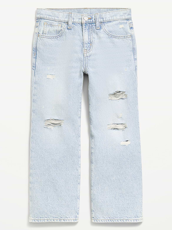 Jean coupe généreuse jambe large à taille haute et ourlet effiloché pour fille
