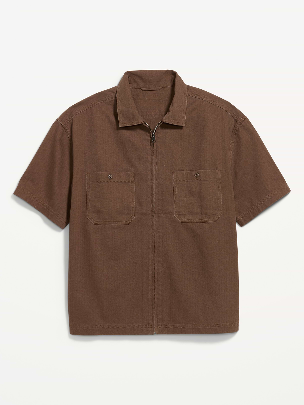 Loose Full-Zip Herringbone Workwear Shirt | Old Navy