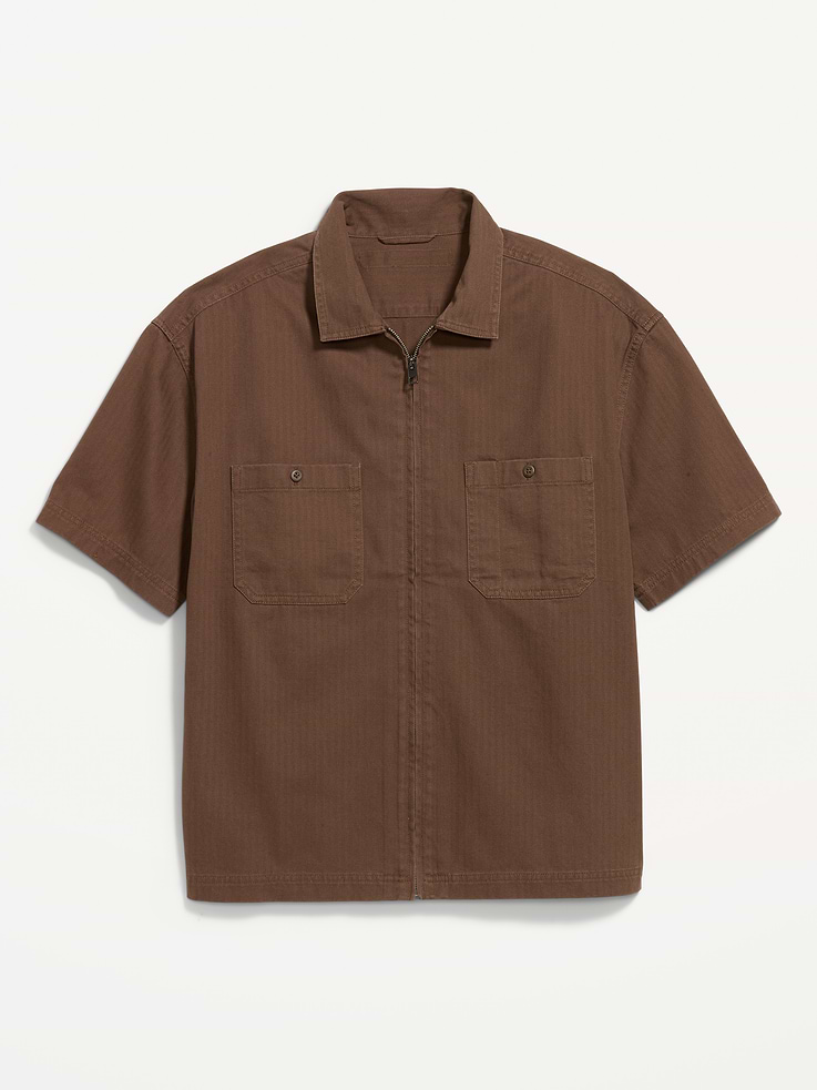 L'image numéro 4 présente Chemise de travail ample à chevrons et glissière
