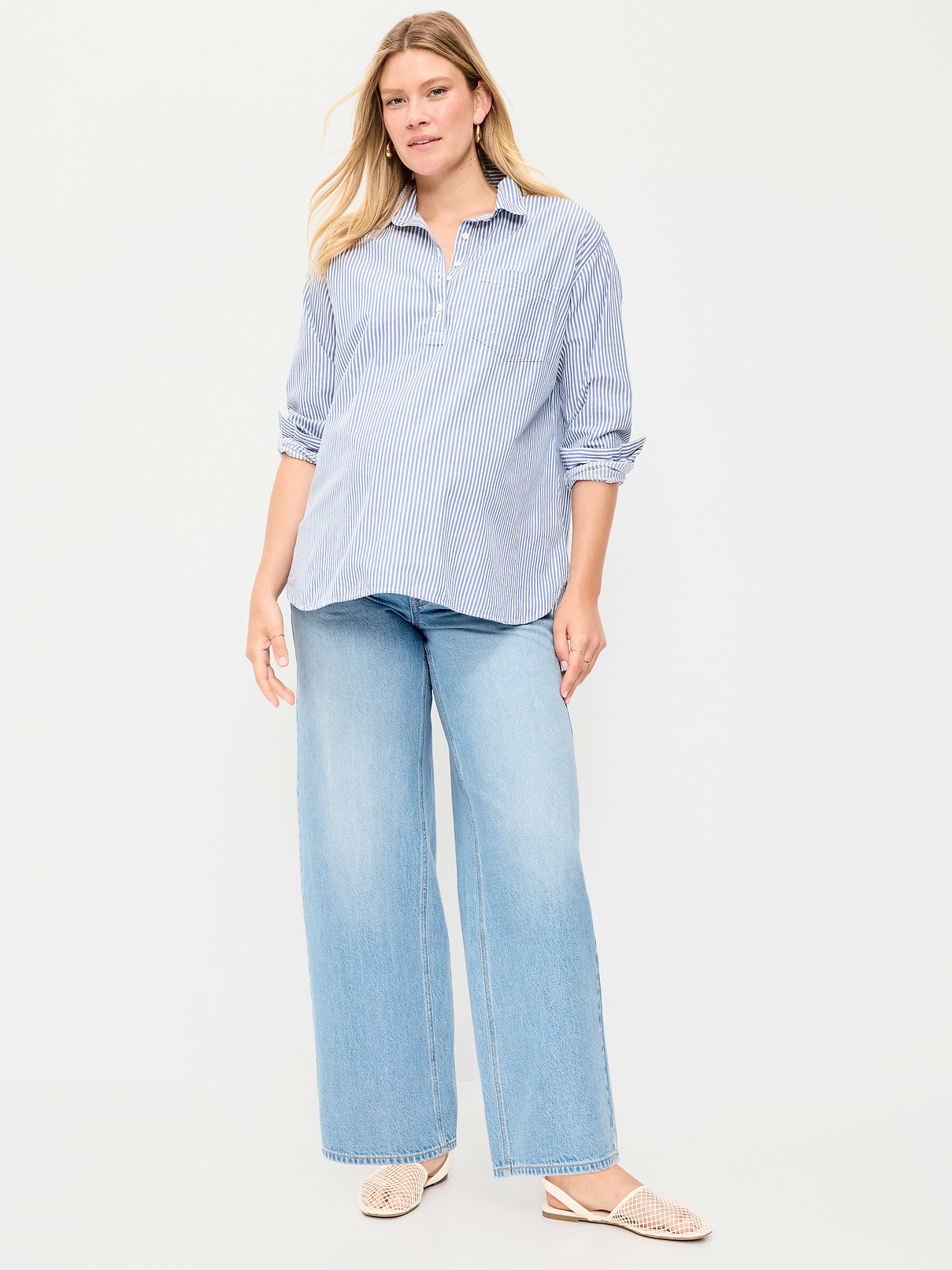 Image number 1 showing, Maternity Full-Panel Wow Baggy Jeans