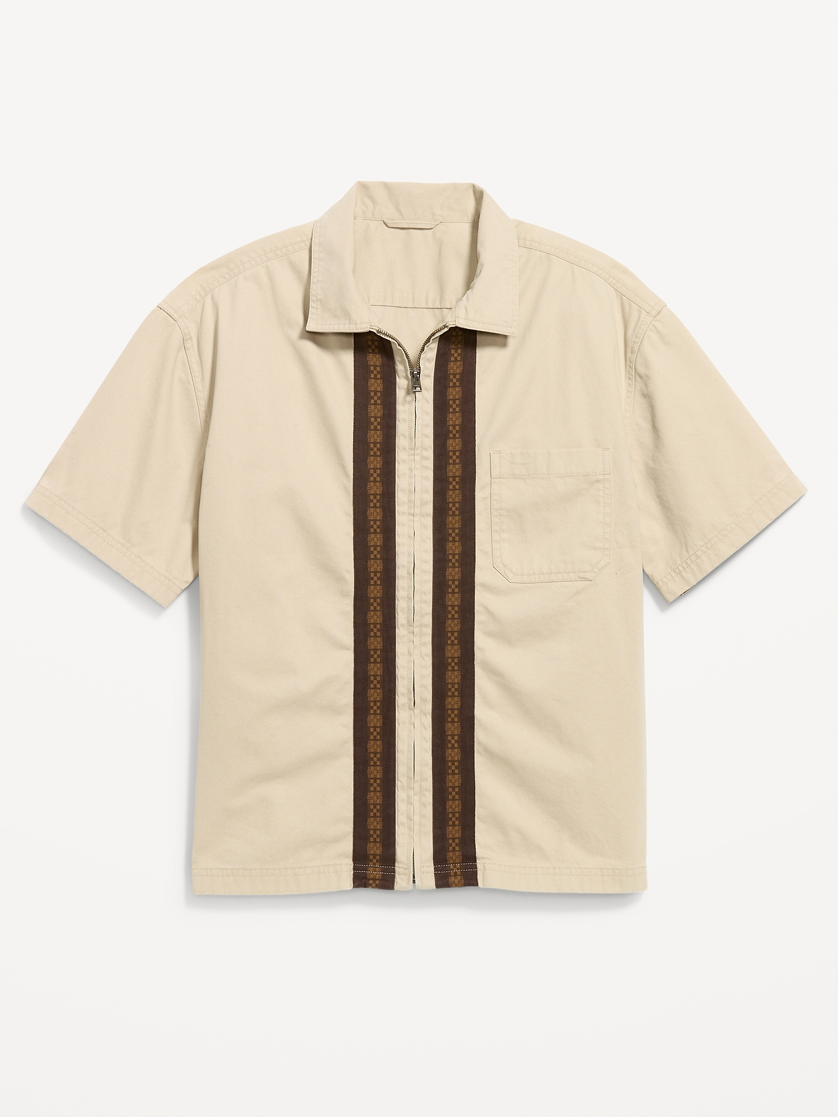 Loose Full-Zip Twill Workwear Shirt | Old Navy
