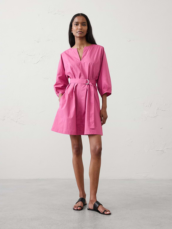 Split-Crewneck Above-Knee Dress