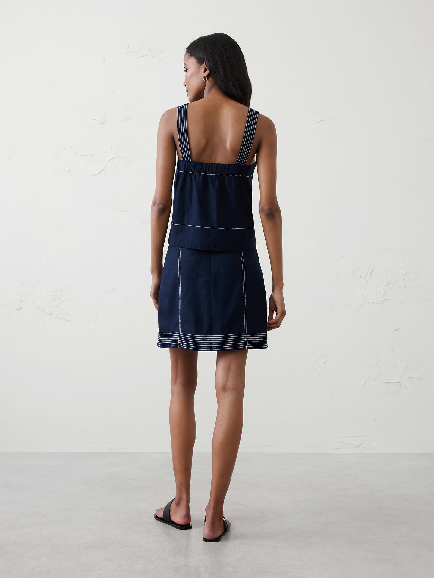 Image number 2 showing, Linen-Blend Trapunto Mini Skirt