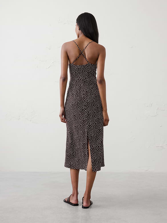 Linen-Blend Tie-Front Midi Dress