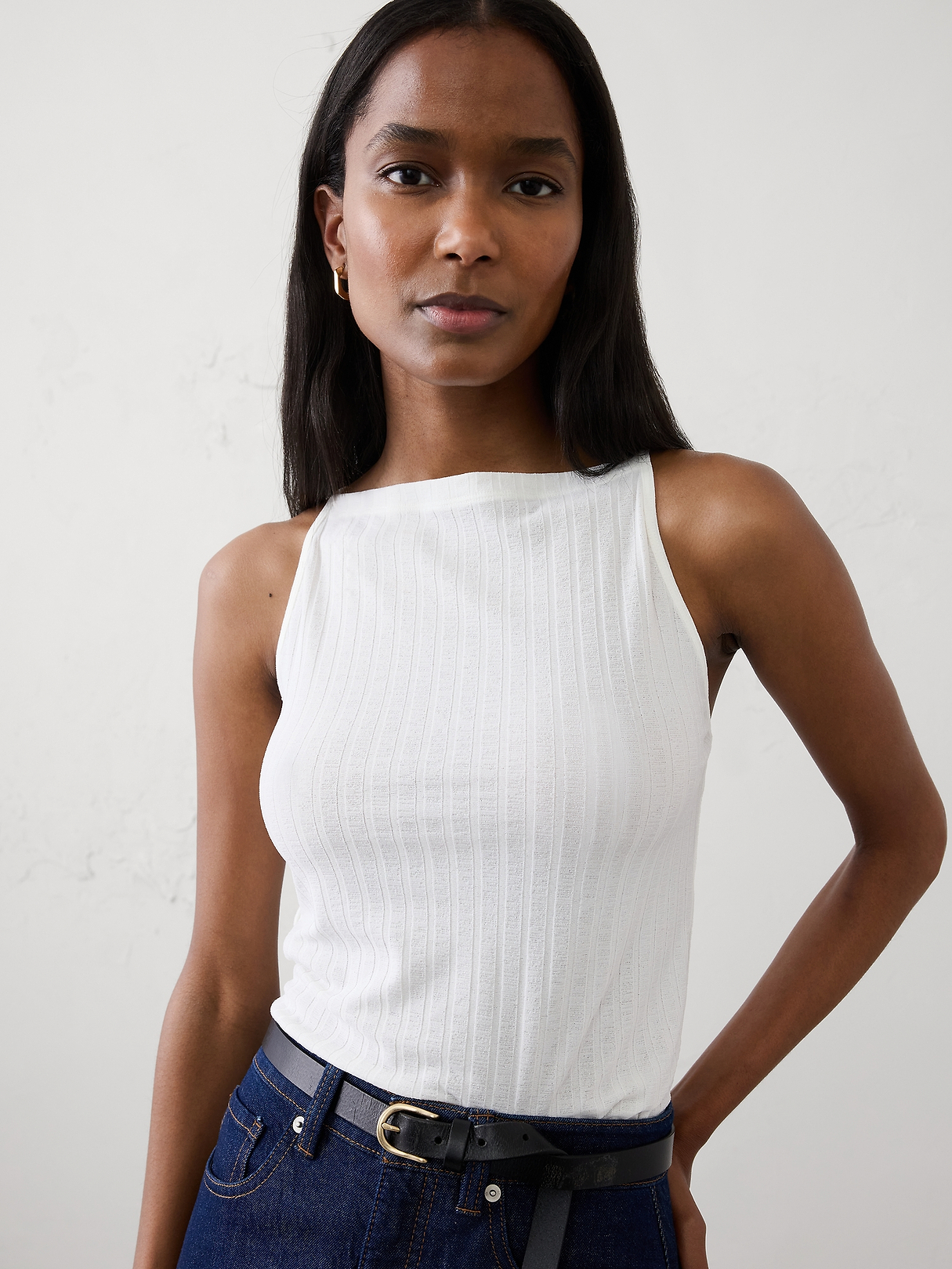 Ribbed High-Neck Top | Banana Republic Factory