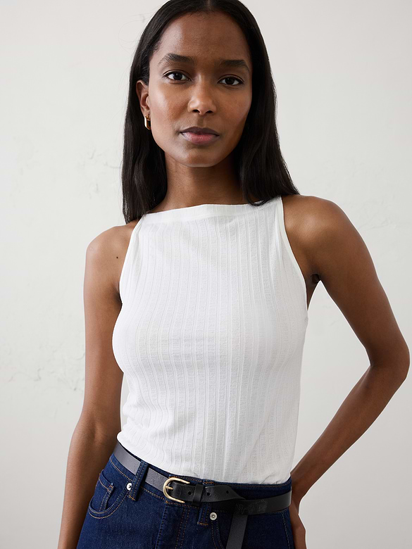 Ribbed High-Neck Top