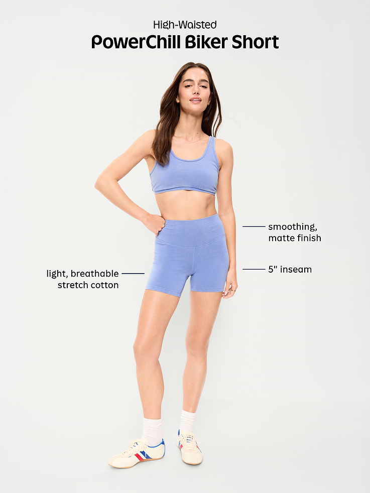Image number 8 showing, High-Waisted PowerChill Biker Shorts -- 5-inch inseam