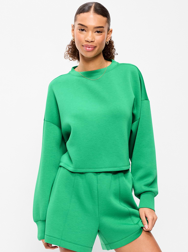 Image number 1 showing, Bounce Fleece Crew-Neck Cropped Sweatshirt