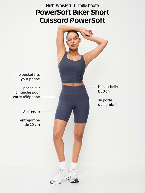 Cuissard PowerSoft à taille haute pour Femme, entrejambe de 20 cm