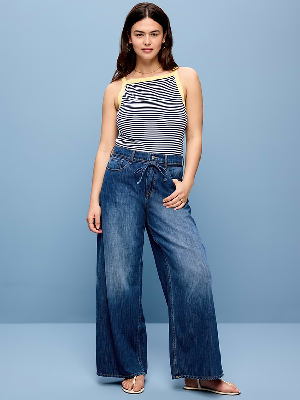 High-Waisted Drapey Wide-Leg Jeans