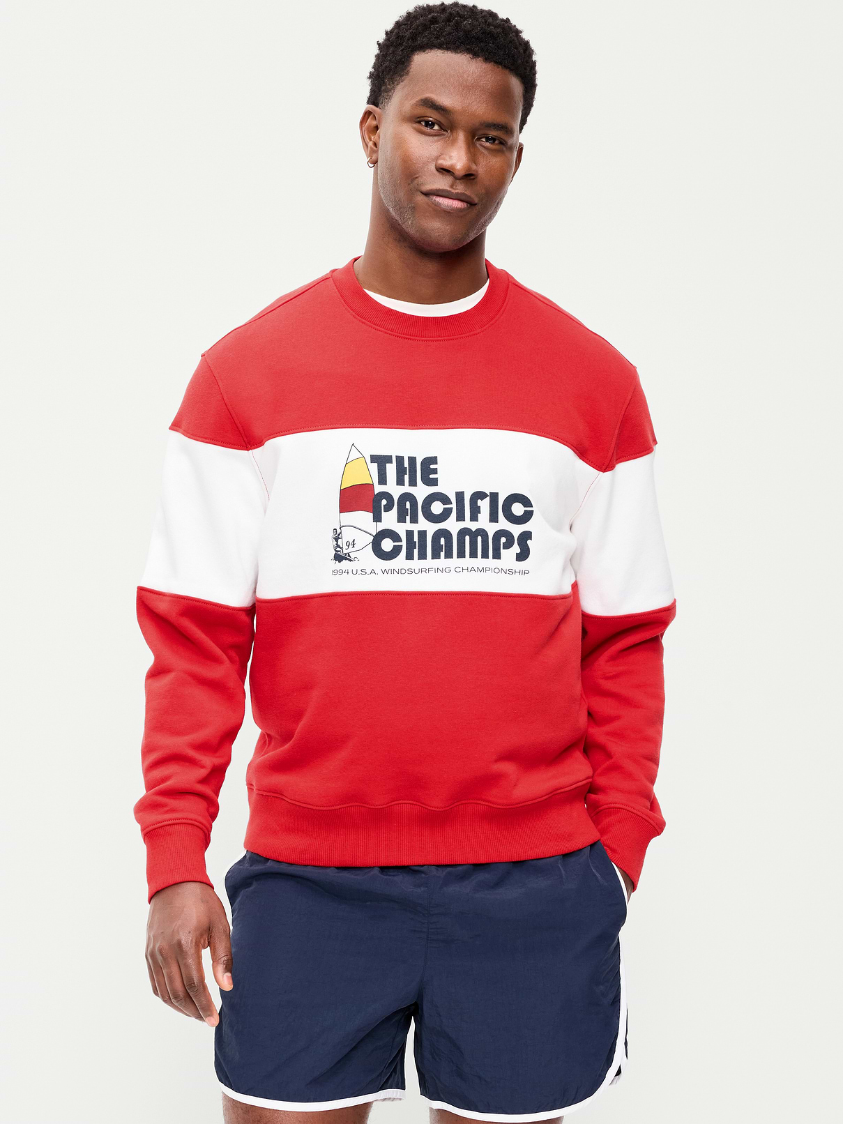 Loose Color-Block Crew-Neck Sweatshirt