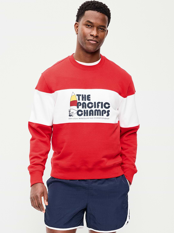 Loose Color-Block Crew-Neck Sweatshirt