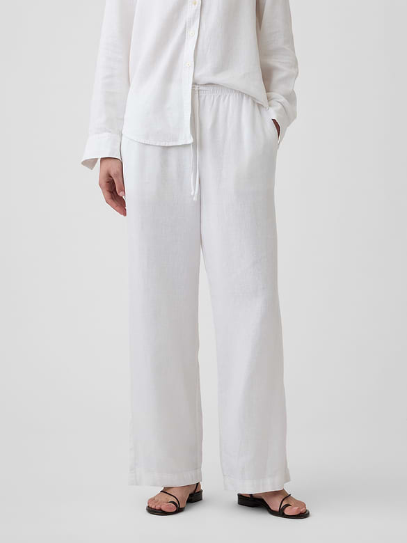 Relaxed Linen-Blend Wide-Leg Pants