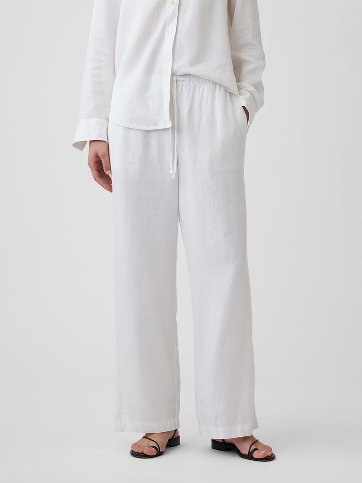 Image number 2 showing, Relaxed Linen-Blend Wide-Leg Pants