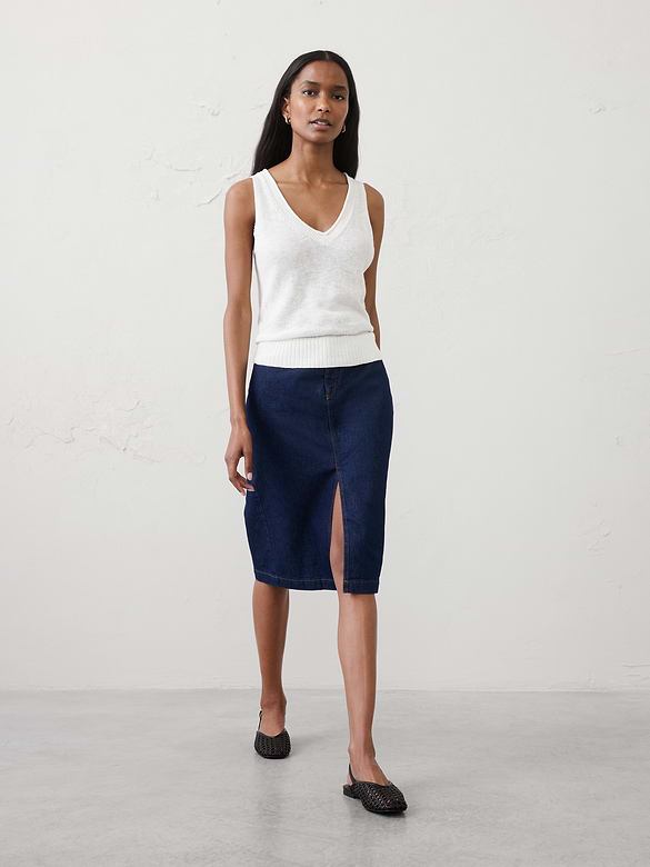Ramie-Cotton Pointelle Sweater Tank