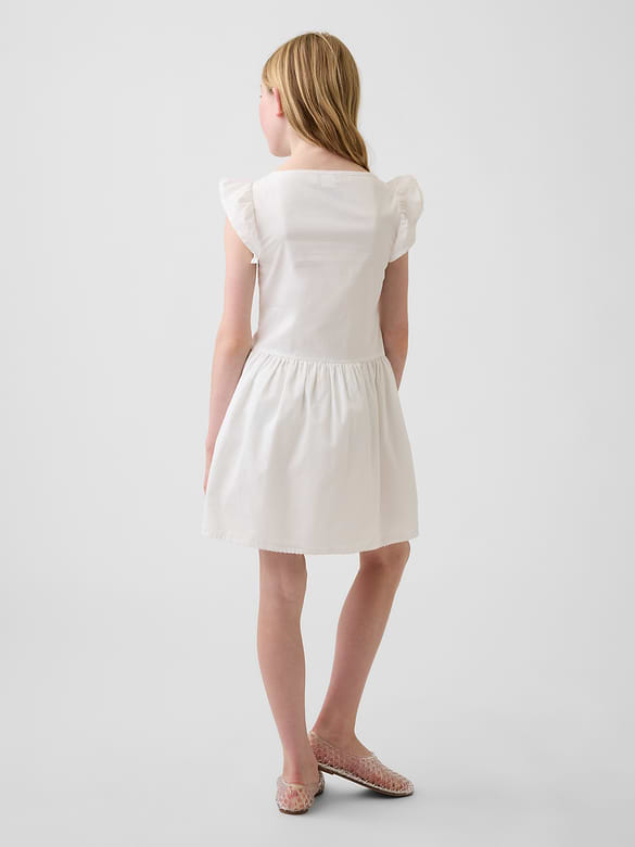 Kids Flutter-Sleeve Lace-Trim Dress