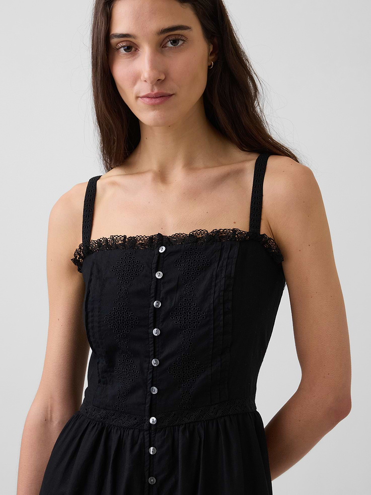 L'image numéro 4 présente Robe longue à volants avec broderie anglaise