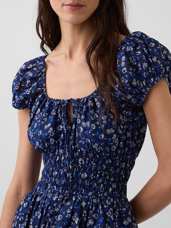 Voile Smocked-Waist Maxi Dress