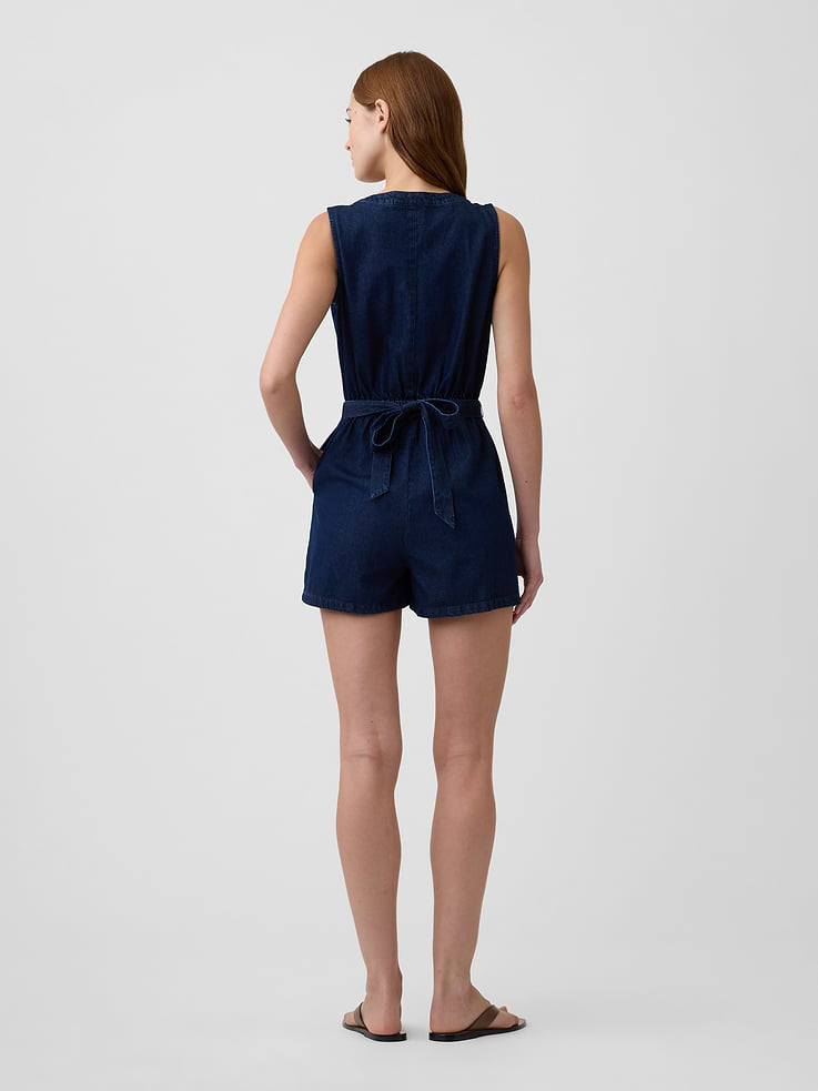 Image number 2 showing, Denim Button-Front Romper